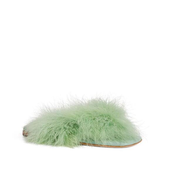 NWT Sleeper Pom Slides with Feathers in Mint - Size 35 - Picture 3 of 10